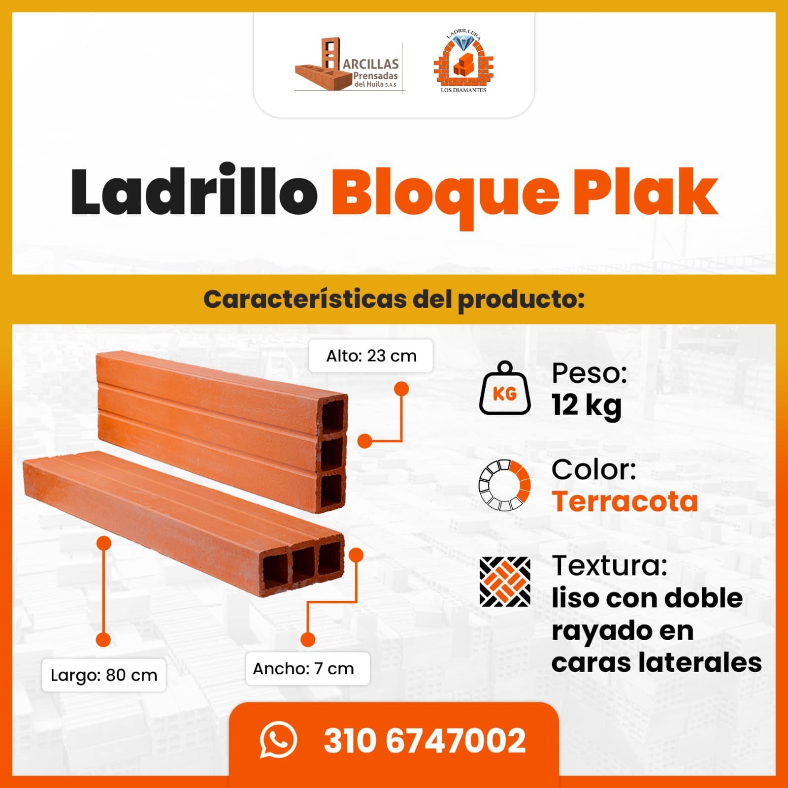 Ladrillo Bloque Plak — medidas técnicas