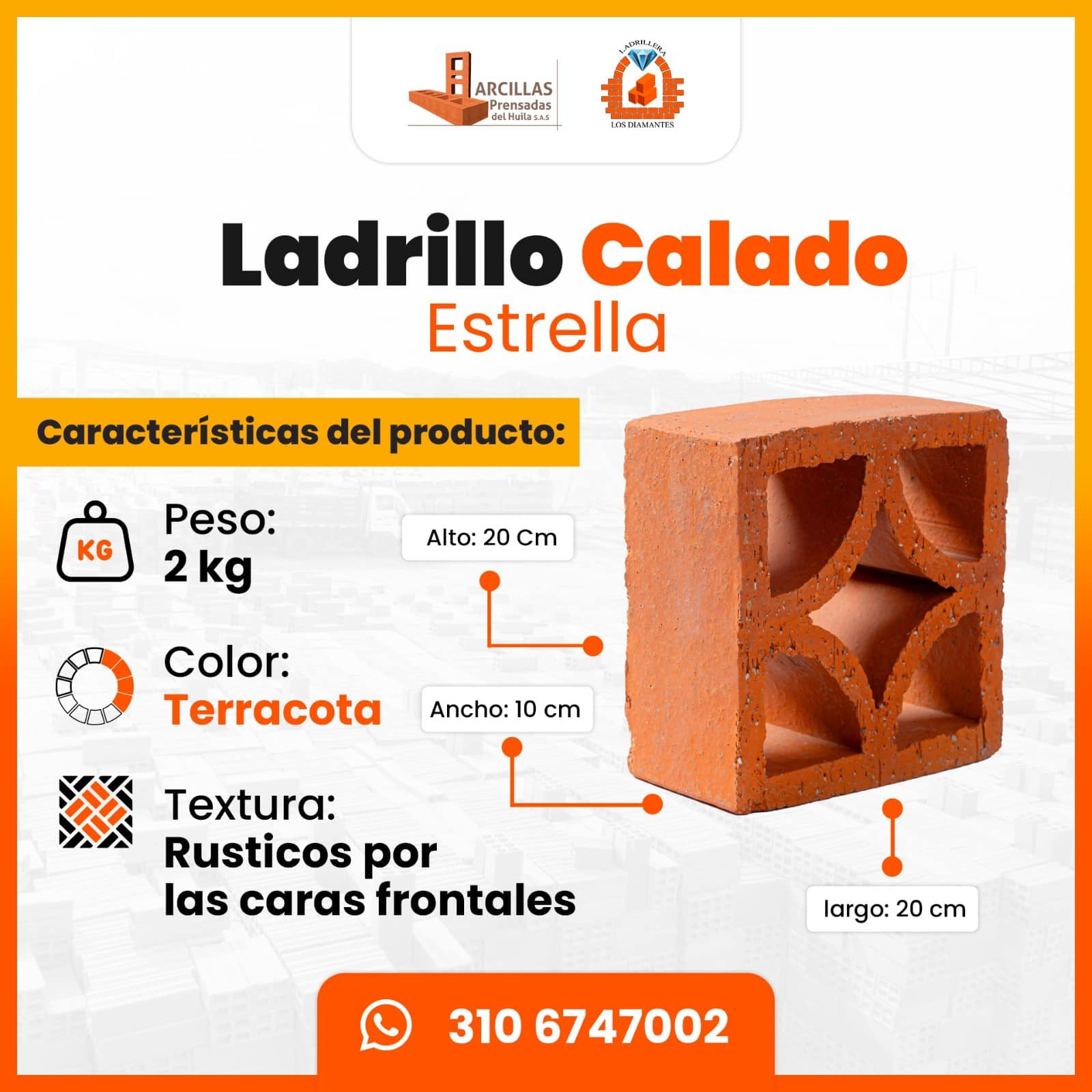Ladrillo Calado Estrella — medidas técnicas
