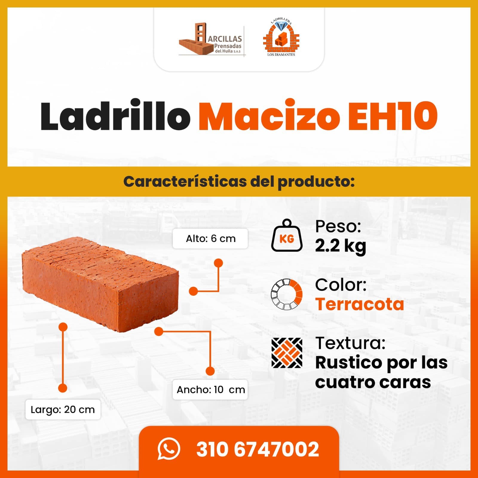 Ladrillo Macizo EH10 — medidas técnicas