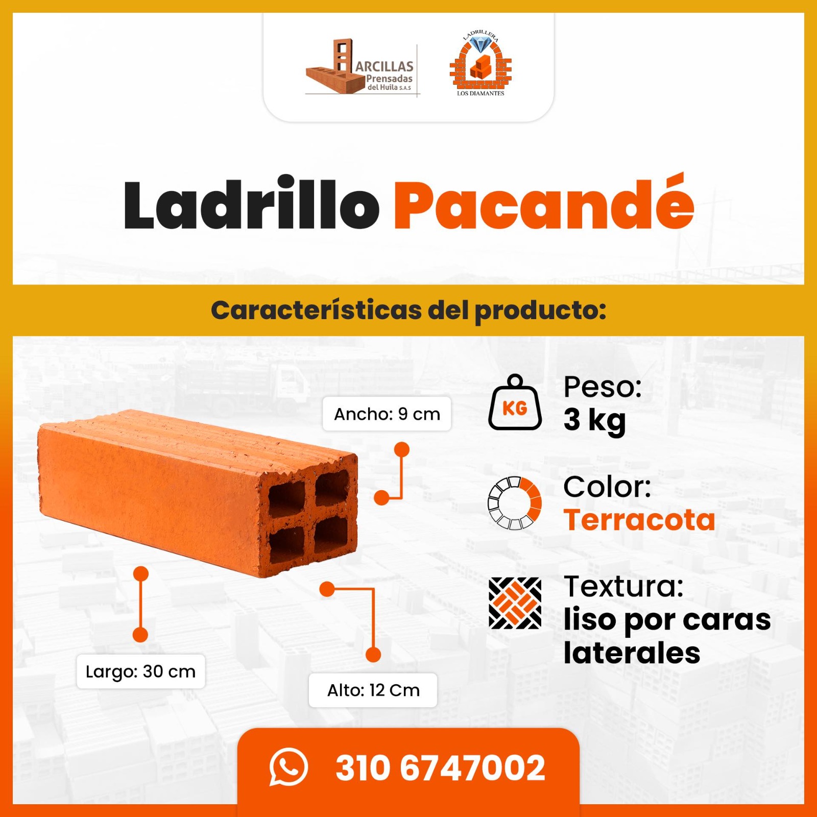 Ladrillo Pacandé — medidas técnicas